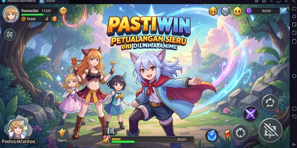 Tampilan gameplay PASTIWIN dengan karakter anime yang menarik.