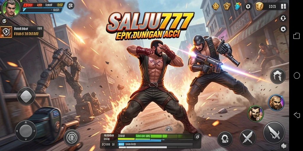 Tangkapan layar utama SALJU777 menampilkan pertarungan seru dengan efek visual yang menakjubkan.