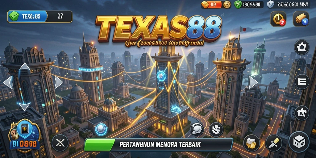 Screenshot TEXAS88 menampilkan aksi seru dalam permainan Tower Defense.